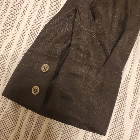 GUESS Los Angeles Shiny Black Buttoned Shirt Dress - Picture 4 of 9